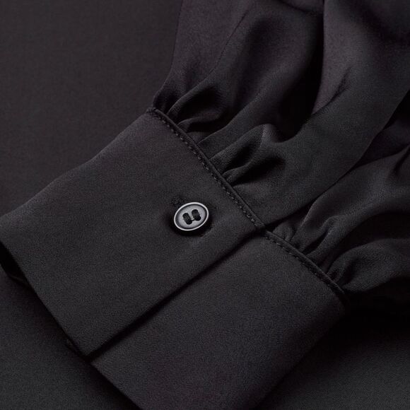 Black silky long sleeve dress - Picture 3 of 10